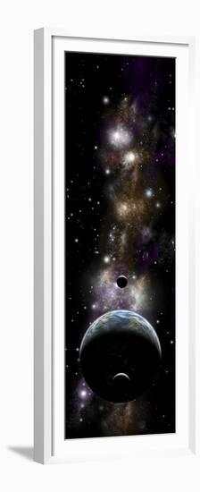 Artist's Depiction of an Earth-Like Planet with a Pair of Moons in Orbit-null-Framed Premium Giclee Print