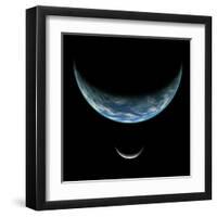 Artist's Depiction of an Earth-Like Planet with an Orbiting Moon-null-Framed Art Print