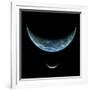 Artist's Depiction of an Earth-Like Planet with an Orbiting Moon-null-Framed Art Print