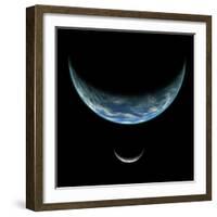 Artist's Depiction of an Earth-Like Planet with an Orbiting Moon-null-Framed Art Print