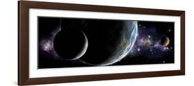 Artist's Depiction of an Earth-Like Planet with Orbiting Moon and a Red Planet-null-Framed Art Print
