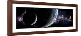 Artist's Depiction of an Earth-Like Planet with Orbiting Moon and a Red Planet-null-Framed Art Print