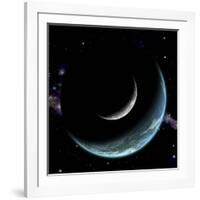 Artist's Depiction of an Earth-Like World with a Large Rocky Moon Orbiting-null-Framed Art Print