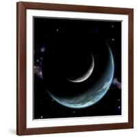 Artist's Depiction of an Earth-Like World with a Large Rocky Moon Orbiting-null-Framed Art Print