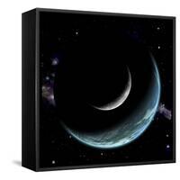 Artist's Depiction of an Earth-Like World with a Large Rocky Moon Orbiting-null-Framed Stretched Canvas