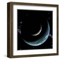 Artist's Depiction of an Earth-Like World with a Large Rocky Moon Orbiting-null-Framed Art Print