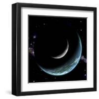 Artist's Depiction of an Earth-Like World with a Large Rocky Moon Orbiting-null-Framed Art Print