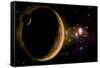 Artist's Depiction of an Orange and Cloudy World with Two Moons-null-Framed Stretched Canvas