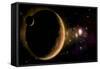 Artist's Depiction of an Orange and Cloudy World with Two Moons-null-Framed Stretched Canvas