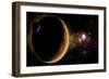 Artist's Depiction of an Orange and Cloudy World with Two Moons-null-Framed Art Print