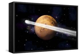Artist's Depiction of the Comet C-2013 A1 Making a Close Pass by Mars-null-Framed Stretched Canvas