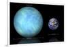 Artist's Depiction of the Difference in Size Between Earth and Kepler 22B-null-Framed Art Print