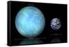 Artist's Depiction of the Difference in Size Between Earth and Kepler 22B-null-Framed Stretched Canvas