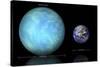 Artist's Depiction of the Difference in Size Between Earth and Kepler 22B-null-Stretched Canvas