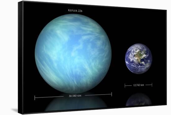 Artist's Depiction of the Difference in Size Between Earth and Kepler 22B-null-Framed Stretched Canvas