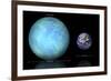 Artist's Depiction of the Difference in Size Between Earth and Kepler 22B-null-Framed Premium Giclee Print