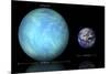 Artist's Depiction of the Difference in Size Between Earth and Kepler 22B-null-Mounted Premium Giclee Print