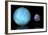 Artist's Depiction of the Difference in Size Between Earth and Kepler 22B-null-Framed Art Print