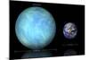 Artist's Depiction of the Difference in Size Between Earth and Kepler 22B-null-Mounted Art Print