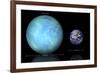 Artist's Depiction of the Difference in Size Between Earth and Kepler 22B-null-Framed Art Print