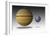 Artist's Depiction of the Size Relationship Between Earth and Gliese 1214B-null-Framed Premium Giclee Print