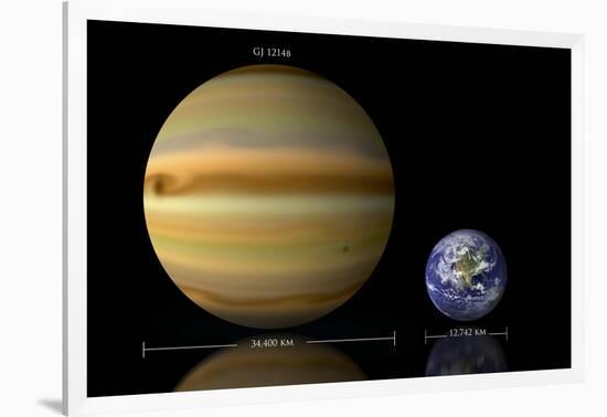 Artist's Depiction of the Size Relationship Between Earth and Gliese 1214B-null-Framed Art Print