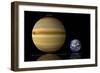 Artist's Depiction of the Size Relationship Between Earth and Gliese 1214B-null-Framed Premium Giclee Print