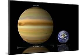 Artist's Depiction of the Size Relationship Between Earth and Gliese 1214B-null-Mounted Premium Giclee Print