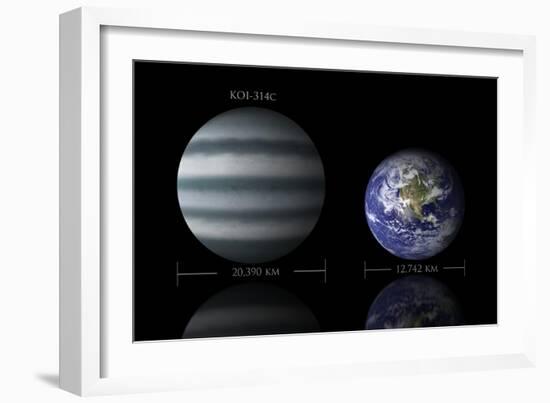 Artist's Depiction of the Size Relationship Between Earth and Koi-314C-null-Framed Art Print