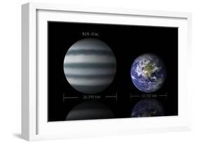 Artist's Depiction of the Size Relationship Between Earth and Koi-314C-null-Framed Art Print