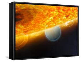 Artist's Impression of a Jupiter-Size Extrasolar Planet Being Eclipsed by its Parent Star-Stocktrek Images-Framed Stretched Canvas