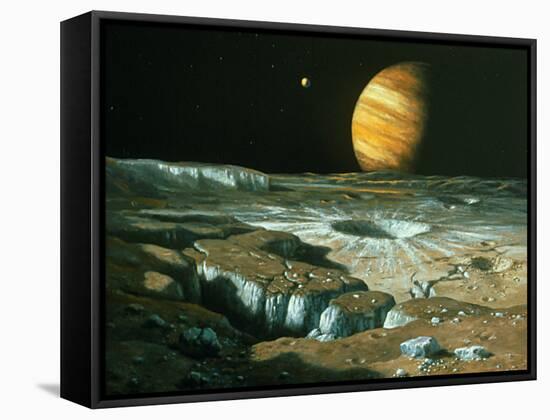 Artist's Impression of Jupiter Over Europa-Ludek Pesek-Framed Stretched Canvas