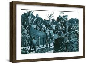 Artist's Impression of the Anglo-Saxon Ship-Burial at Sutton Hoo-Richard Hook-Framed Giclee Print