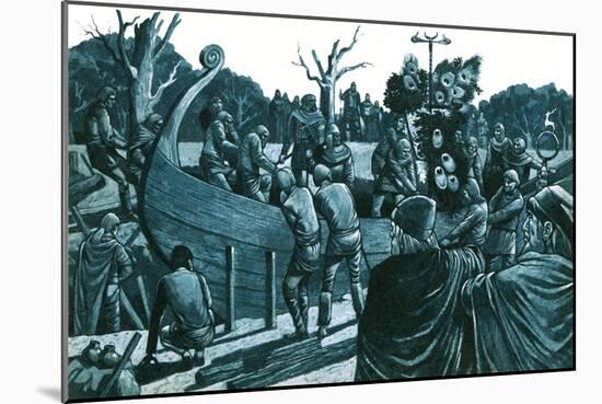 Artist's Impression of the Anglo-Saxon Ship-Burial at Sutton Hoo-Richard Hook-Mounted Giclee Print