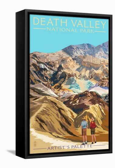 Artist's Palette - Death Valley National Park-Lantern Press-Framed Stretched Canvas