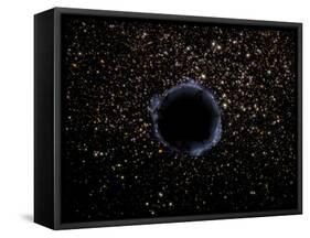 Artist's View of a Black Hole in a Globular Cluster-Stocktrek Images-Framed Stretched Canvas