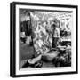 Artist Thomas Hart Benton Working on Painting "Rape of Persephone" in Studio Using Live Nude Model-Alfred Eisenstaedt-Framed Premium Photographic Print