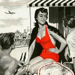 Red Hot Woman  - Saturday Evening Post "Leading Ladies", May 22, 1954 pg.83-Artist Unkown-Laminated Giclee Print