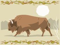 Bison in a Decorative Illustration-Artistan-Art Print