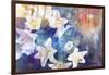 Artistic Abstract Watercolor Painting with Lily Flowers on Paper Texture-run4it-Framed Art Print