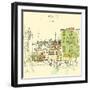 Artistic Freehand Illustration Postcard with a Touristic City View of Canareggio, Venice, Italy, Eu-babayuka-Framed Art Print