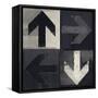 Artistic Grunge Design Monochrome Arrows Set, Four Arrow Signs Painted on a Wall-Lava 4 images-Framed Stretched Canvas