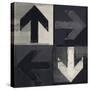 Artistic Grunge Design Monochrome Arrows Set, Four Arrow Signs Painted on a Wall-Lava 4 images-Stretched Canvas