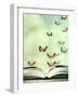 Artistic Image of an Open Book and Colorful Butterflies that Hover in the Sky-Valentina Photos-Framed Photographic Print