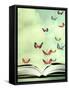 Artistic Image of an Open Book and Colorful Butterflies that Hover in the Sky-Valentina Photos-Framed Stretched Canvas