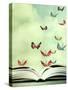 Artistic Image of an Open Book and Colorful Butterflies that Hover in the Sky-Valentina Photos-Stretched Canvas