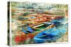 Artistic Picture In Painting Style - Boats In Naples Port-Maugli-l-Stretched Canvas