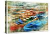 Artistic Picture In Painting Style - Boats In Naples Port-Maugli-l-Stretched Canvas