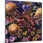 Artistic Representation of the Immune System's Reaction to Bacteria Invading the Tissues-null-Mounted Art Print