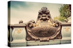 Artistic Statue on Pont Alexandre III Bridge in Paris, France. Seine River and Eiffel Tower. Vintag-Michal Bednarek-Stretched Canvas